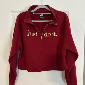 Nike Burgundy Half-Zip cropped Pullover